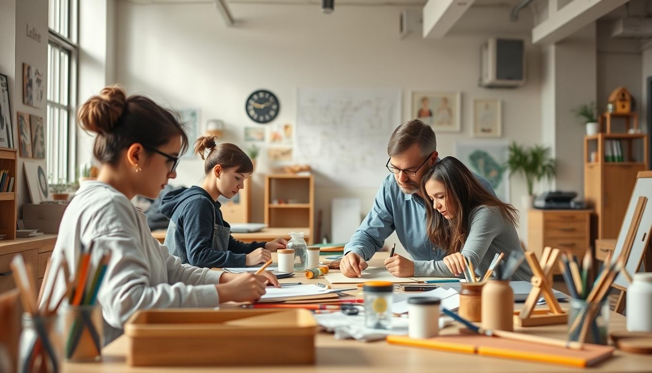 Students collaborating in study space